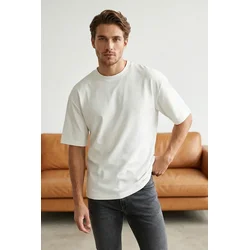 Trendyol Muška majica Tmnss25Ts00162, Krem