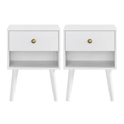 Songmics Set nočnih omaric 2 kosa 28x39x55 cm bela