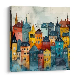 Slika pravljična mestna pokrajina - 70x70