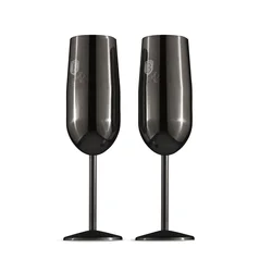 Komplet kovinskih kozarcev za šampanjec v mat črni barvi 2x260ml 55741