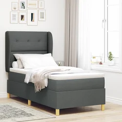 vidaXL Vzmetnica s posteljo Temno siva 80x200 cm Tkanina