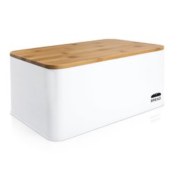 Klarstein Oklahoma, kutija za kruh, metal, 35,5 x 15,5 x 23 cm, poklopac od bambusa, daska za rezanje