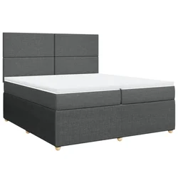 Vidaxl Box spring postelja z vzmetnico temno siva 200x200 cm blago