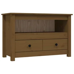 Vidaxl TV omarica medeno rjava 79x35x52 cm trdna borovina