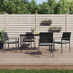 Vrtne stolice s jastucima 4 kom crne 54x62,5x89 cm poliratan