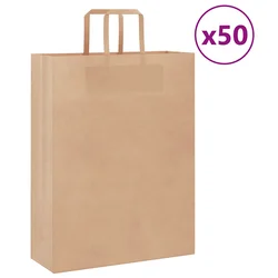 Papirnate vrećice 50 kom s ručkama smeđe 32x12x42 cm