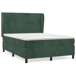 Vidaxl Box spring postelja z vzmetnico temno zelena 140x200 cm žamet