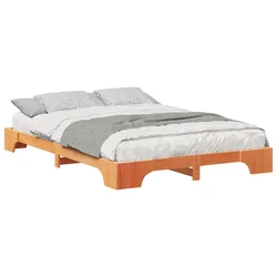 Vidaxl Konstrukcija postelje Rjava 140 x 210 cm Masivno borovo les