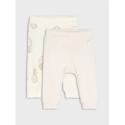 Sinsay - Pamučne rebraste pantalone 2 pack - krem