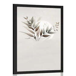 Plakat minimalistični listi v boho dizajnu - 40x60 silver