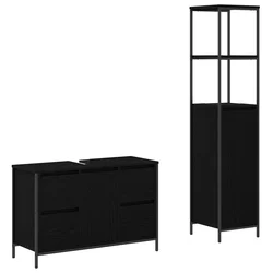 Set namještaja za kupaonicu s ladicama 2 pcs Crni hrast