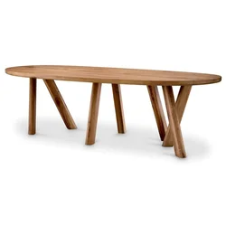 Casa Padrino luxury dining table brown 259 x 109 x H. 76.5 cm - Oval kitchen table table with solid oak table top - Dining room furniture - Luxury furniture - Luxury furnishings