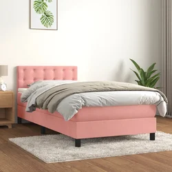 Greatstore Box spring postelja z vzmetnico roza 90x190 cm žamet