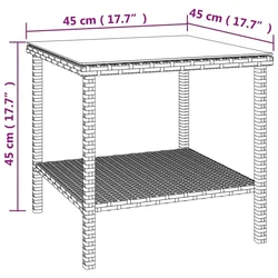 Bočni stolić crni 45 x 45 x 45 cm poliratan i kaljeno staklo