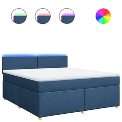 Vidaxl Box spring postelja z vzmetnico modra 180x200 cm blago