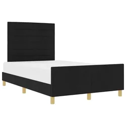 Vidaxl Konstrukcija postelje z vzglavjem Črna 140 x 200 cm blago