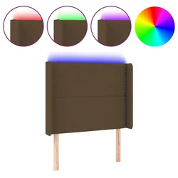 Vidaxl LED posteljno vzglavje temno rjavo 93x16x118/128 cm blago