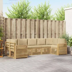 Set vanjskih sofa 7 pcs Bijela i bež 304 x 132,5 x 73 cm