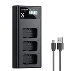 K&F CONCEPT Sony NP-FW50 3-pack Camera Charger with LCD Display/With Micro USB and Type-C cable