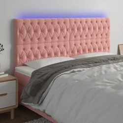 Vidaxl vidaXL Vzglavje postelje z LED svetlobo roza 200x7x118/128 cm žamet