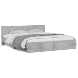 Vidaxl Posteljni okvir z vzglavjem betonsko siv 200x200 cm