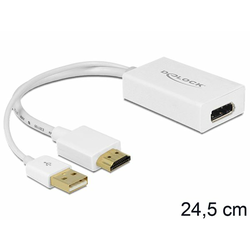 adapter DELOCK, USB-A (M), HDMI-A (M) na DisplayPort (Ž), bel