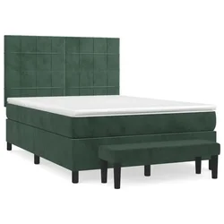 Vidaxl Box spring postelja z vzmetnico temno zelena 140x200 cm žamet