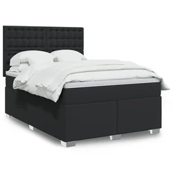 Box spring postelja z vzmetnico črn 140x190 cm umetno usnje