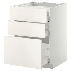 METOD / MAXIMERA Pod.ormar.grej.ploča/3front/3fiok, bela/Veddinge bela, 60x60 cm