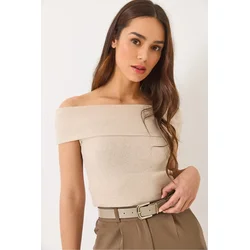 Bianco Lucci Ženska bluza na kratake rukave 60284012, Brod izrez, Siva