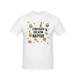 Unisex majica Stavi kafu dolazim na pivo cs3207, Bela