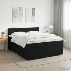 vidaXL Postelja boxspring z vzmetnico Črna 200 x 200 cm Blago