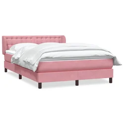 Vidaxl Box spring postelja z vzmetnico roza 140x210 cm žamet