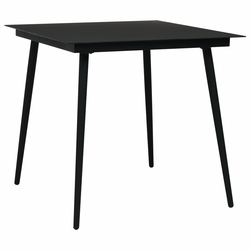 Den Vrtna jedilna miza črna 80x80x74 cm jeklo in steklo