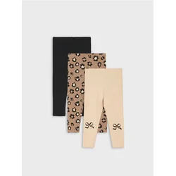 Sinsay - Pamučne helanke sa leopard printom 3 pack - BEŽ