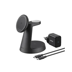 MagGo Bežični Dock Stand 3u1, sa kablovima i zidnim punjačem, crni