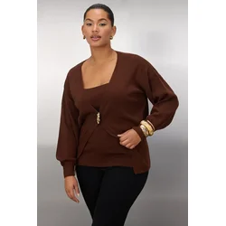 Trendyol Curve Ženska bluza Tbbaw26Av00012, Smeđa