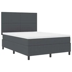Vidaxl LED Box Spring Postelja Temno siva in bela 140 x 190 cm