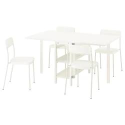 VIHALS / VIHALS Sto i 4 stolice, sklopivi sto bela/bela, 39/95/151x90 cm