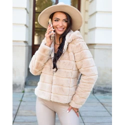 Resti Beige womens imitation fur jacket
