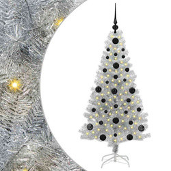 Božićno drvce s 150 LED svjetlima s stalakom Srebrno 120 cm PET