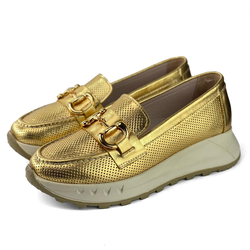 Mona Shoes Ženske cipele, Kožne, Zlatne boje