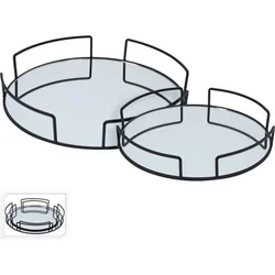 EXCELLENT Komplet servirnih pladnjev KO-HZ1230100 2 pcs metal/glass