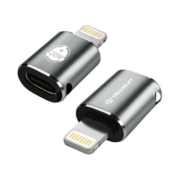 OTG adapter Techsuit TitanCoreX A11 Lightning v USB-C 3A, aluminijasta zlitina, Plug&Play, hitro polnjenje - siv