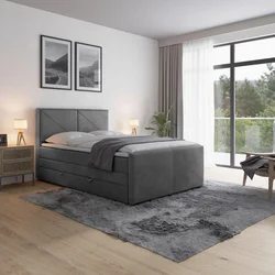 Livetastic BOXSPRING POSTELJA 120 cm  x 200 cm , les, kovina, umetna masa, tekstil svetlo siva