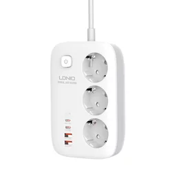 Produzni kabl LDNIO SE3436 3250W EU 3 uticnice + 2xUSB QC 60W/ 2xPD 65W/ PPS/ GaN 2m beli