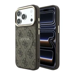 Maska Guess 4G Embossed Classic MagSafe za Samsung iPhone 17 Pro Max/ 18 Pro Max braon