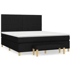 Vidaxl Box spring postelja z vzmetnico črna 180x200 cm blago