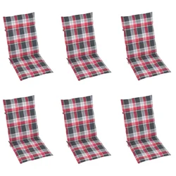 Jastuci za stolice 6 kom crveni karirani 120x50x3 cm od tkanine