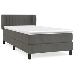 Vidaxl Box spring postelja z vzmetnico temno siva 80x200 cm žamet
